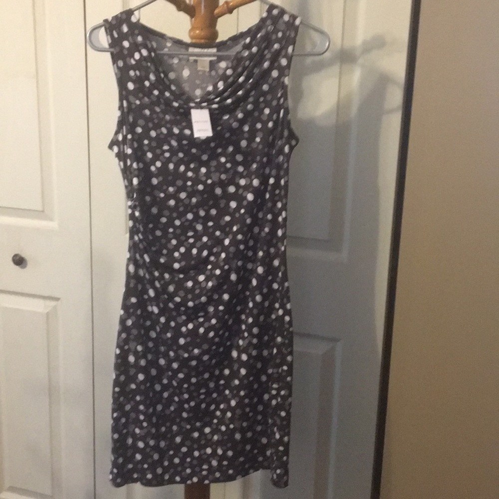 Loft grey and white polka dot dress new with tags!